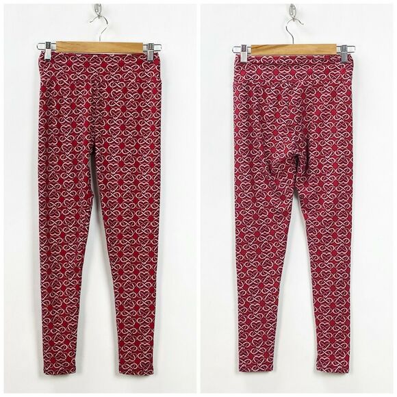Lularoe One Size Womens Unicorn Red Pink Heart Valentine Leggings - Picture 1 of 5